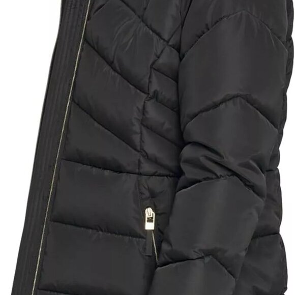 Tommy Hilfiger Women's Zip-up Short Puffer Coat Size L Black Zippered Pockets - Picture 3 of 16